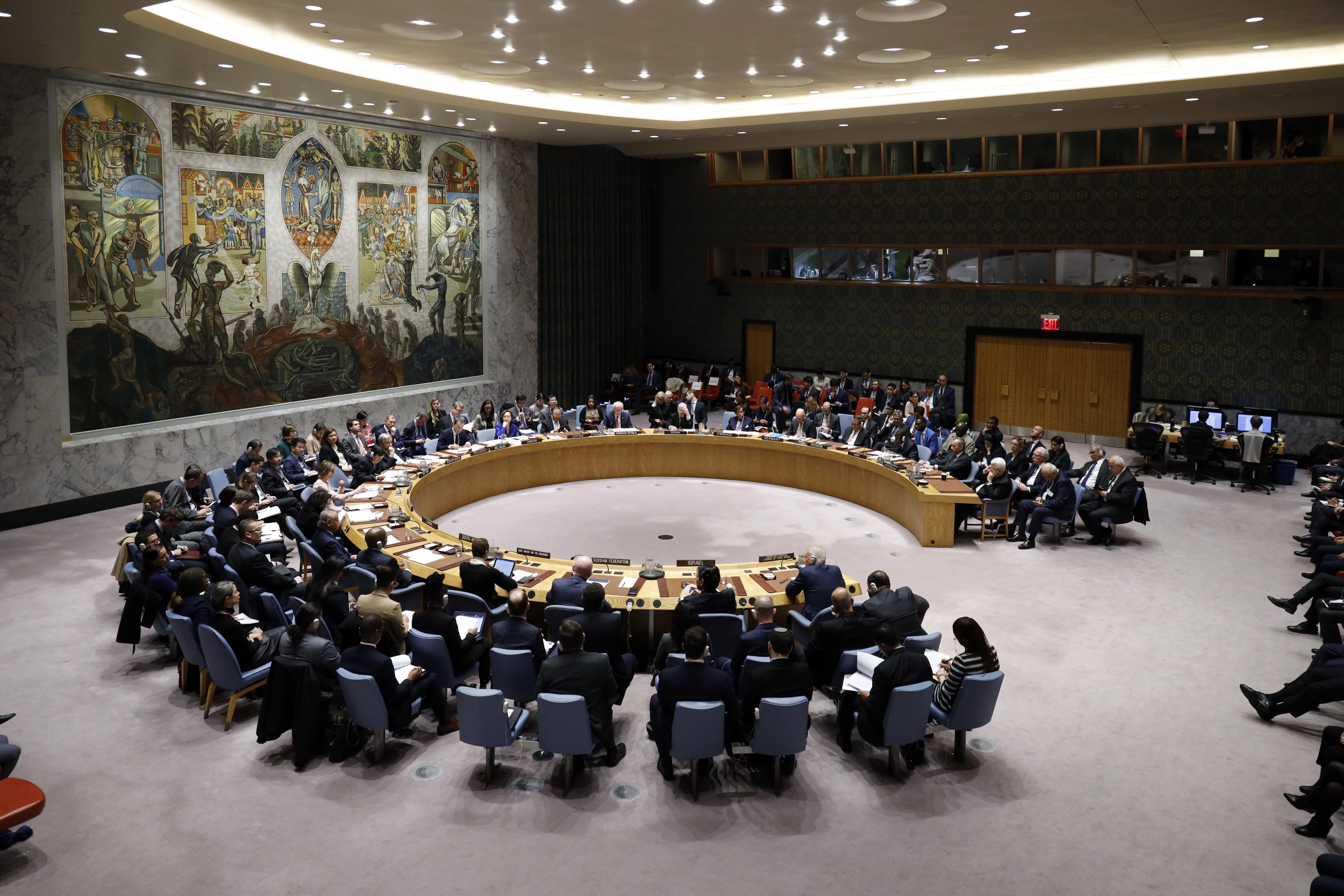 Toàn cảnh phiên họp Hội đồng Bảo an Liên hợp quốc về tình hình Trung Đông tại New York, Mỹ, ngày 11/2/2020. (Ảnh: THX/ TTXVN)